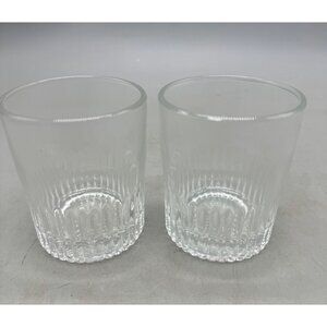 Vintage crown royal Libbey Glass Tumblers Set 2 Clear Ribbed Design Heavy Base